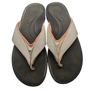 ABEO‎ Balboa Gray Leather Flip Flop Thong Sandals Women 7.5 Comfort Walking #338